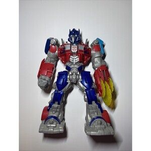 Optimus Prime Light Up Action Figure w/Saw Blade Talks Transformer Hasbro 10"